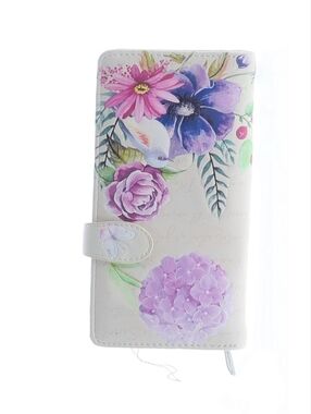 Floral White Women's Wallet with Pink & Purple Blossom Print